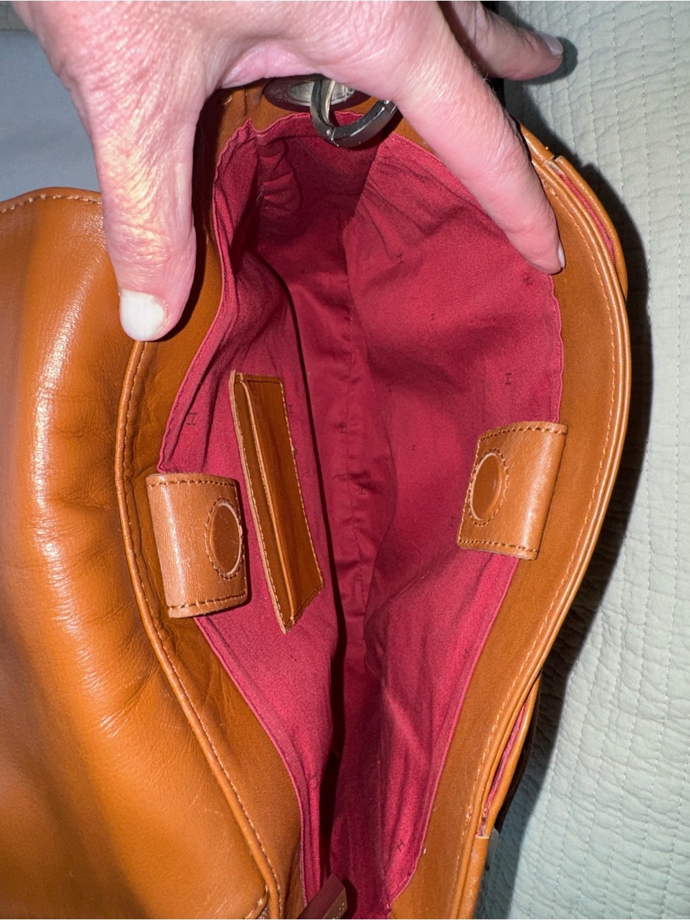 Hammitt Kayce saddle bag crossbody in cognac brown with silver - Picture 13 of 15